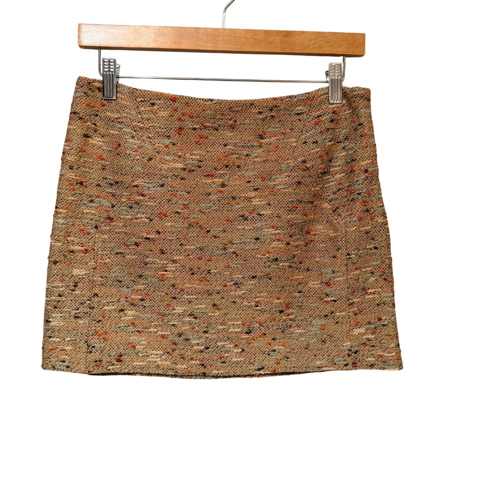 Diane von Furstenberg DVF Multi Color Tweed Mini Skirt Tan Orange Blue Size‎ 4